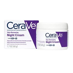 CeraVe Skin Renewing Evening Cream | Niacinamide, Peptide Sophisticated, and Hyaluronic Acid Moisturizer for Experience | 1.7 Ounce, Packaging may well Change